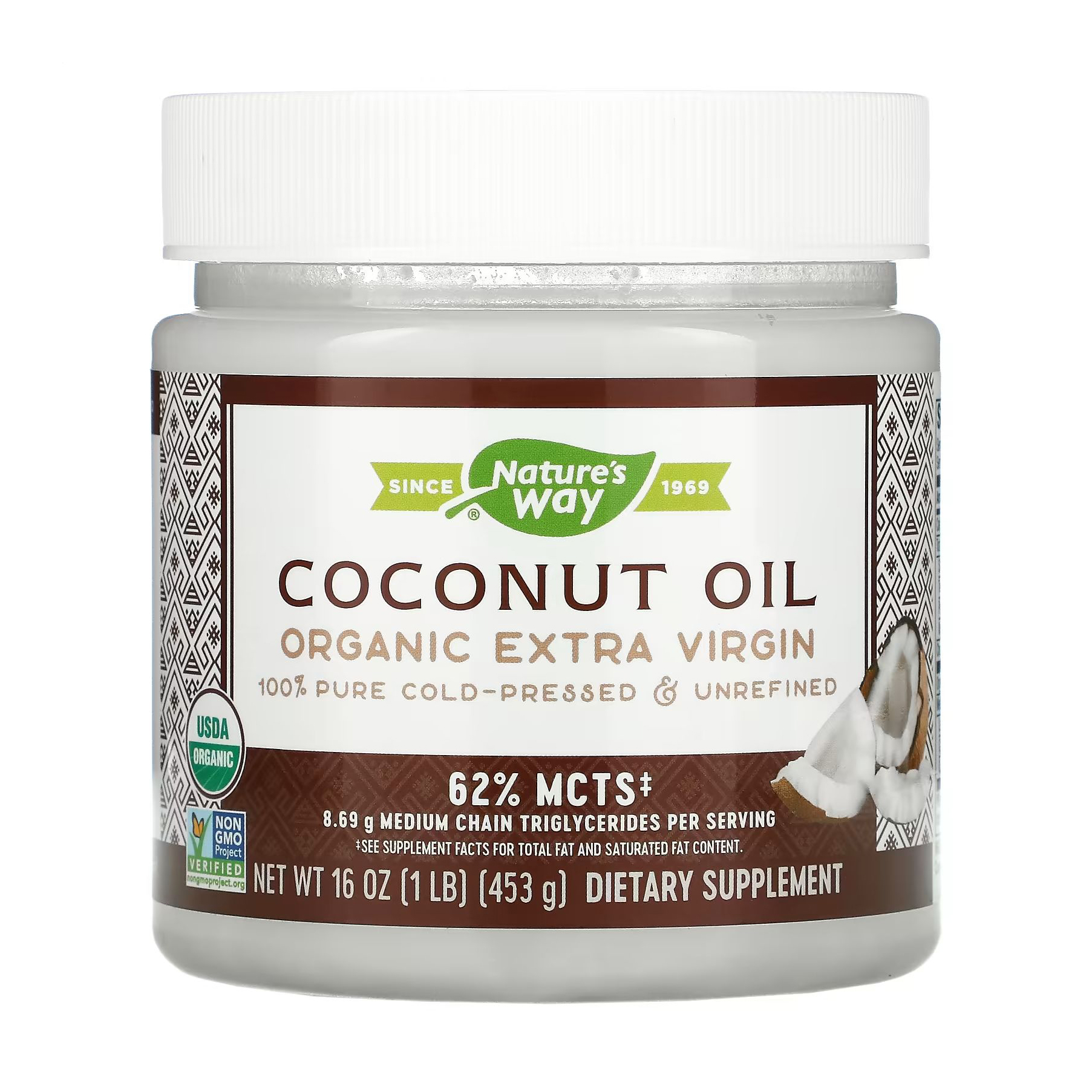 Кокосова олія для приготування їжі Nature's Way Coconut Oil Extra Virgin Organic, 448 г